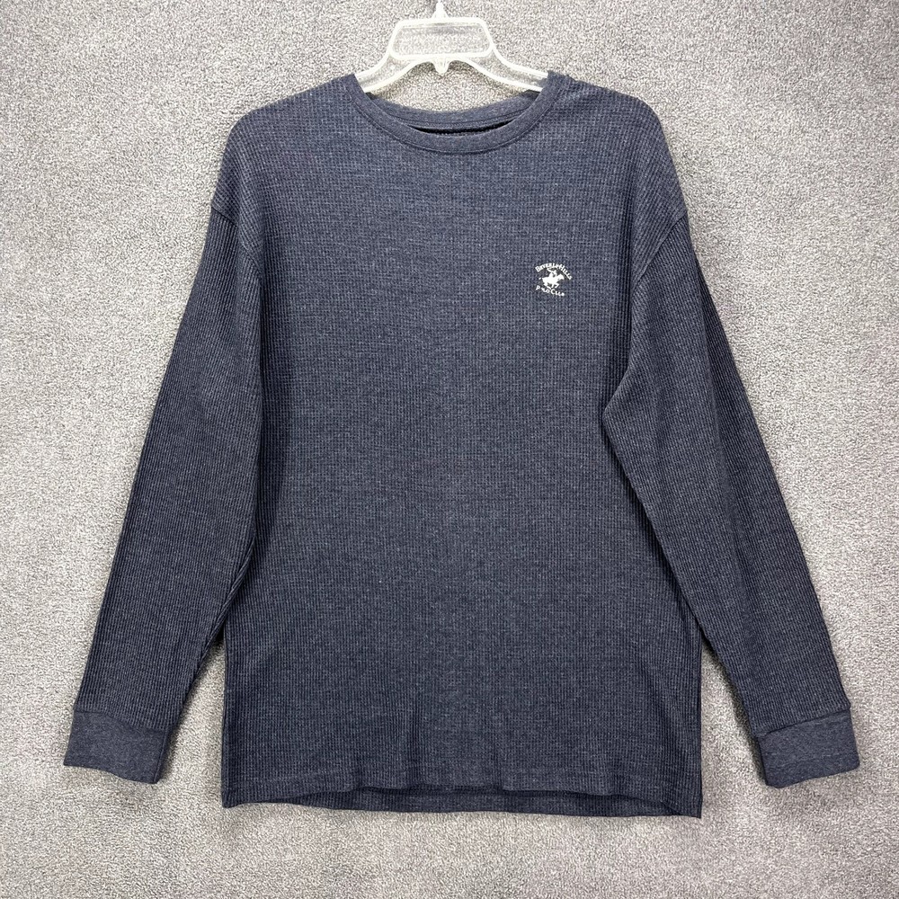 Beverly Hills Polo Club Mens Shirt Size‎ XL Blue Loungwear Waffle Knit Crew